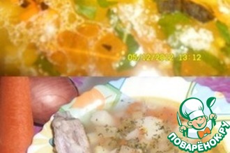 Рассольник с копченостями и свиными ребрышками