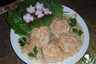 Куриные улитки в сливочно-грибном соусе