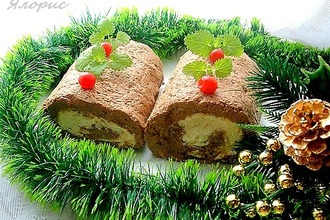 Сырно-печеночный рулет "Накануне Рождества"