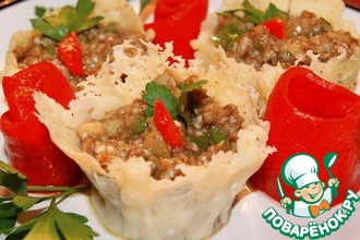 Баклажанная закуска в сырной корзиночке "Римские каникулы"