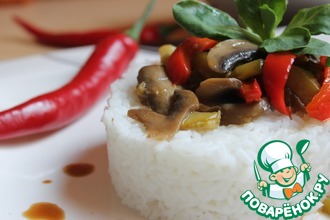 Цуккини с грибами и рисом