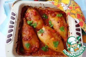 Запеченные кальмары, фаршированные киноа микс