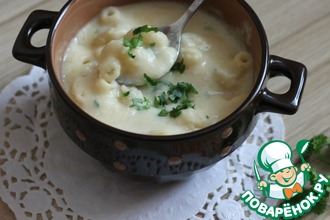 Суп-пюре из чечевицы с макаронами и сливками
