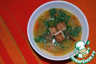 Суп гороховый с копченой уткой