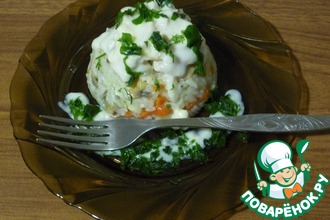 Ризотто с грибами и курицей в сметанном соусе