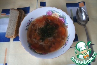 Овощной суп с фасолью и рисом