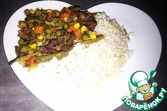 Пряная баранина с овощами и рисом