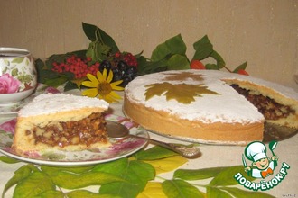 Пирог с грецкими орехами в карамельном соусе