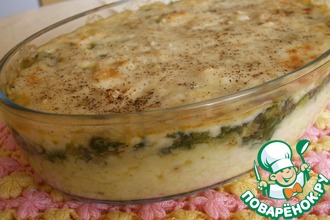 Картофельно-шпинатный гратен под соусом бешамель