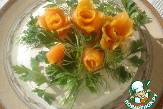 Закусочный торт из рыбных блинчиков
