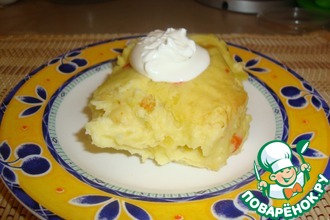 Картофельная зепеканка с плавленым сыром и овощами
