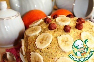 Апельсиновый торт с орехами и бананом постный