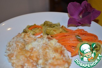 Куриные грудки с овощными фетучини