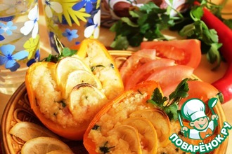 Запеченный перец с кус-кусом, чечевицей и лимоном