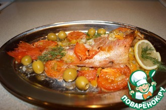 Морской окунь запеченый с сельдереем