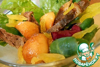 Салат с кабачком и индюшачьими сердечками