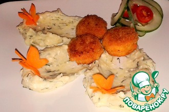 Крабовые крокеты и пюре с фетой