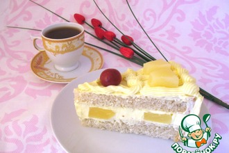 Сливочный торт с ананасами