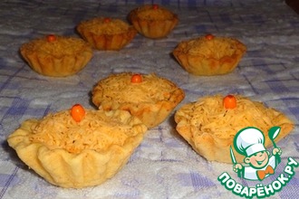 Творожно-облепиховые тарталетки с куриной печенью