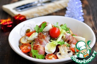 Салат из куриной печени с овощами