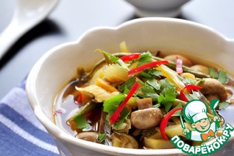 Грибной суп со стручковой фасолью и баклажанами