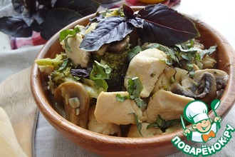 Курица с брокколи в кокосовом молоке с имбирем и лимоном