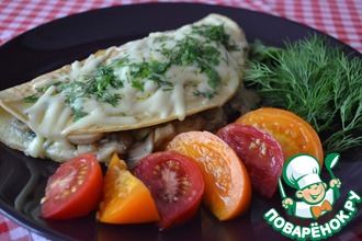 Омлет с сыром, зеленью и грибами