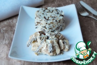 Минтай, запеченный с шампиньонами в мультиварке