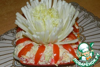 Салат с креветками и китайской капустой