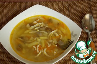 Грибной суп с кальмарами