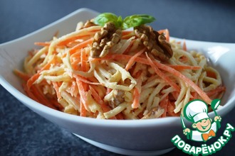 Салат из сельдерея, моркови и яблока