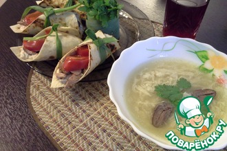 Домашняя утиная лапша и лепешки с мясом