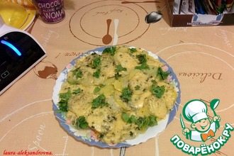 Картофель в пароварке с луком и сыром
