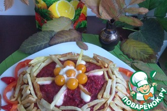 Куриная грудка, запеченная в майонезно-свекольном соусе