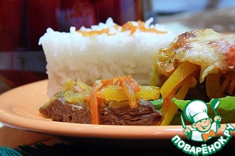 Нежная утиная грудка под овощами