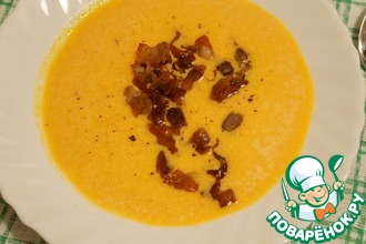 Тыквенный суп с беконом и кукурузой