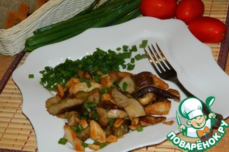 Грибы с курицей и арахисом