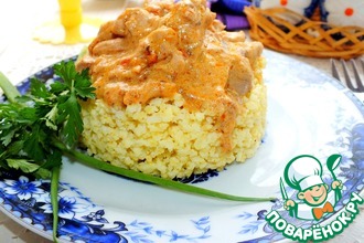 Мясо в соусе с золотым пшеном
