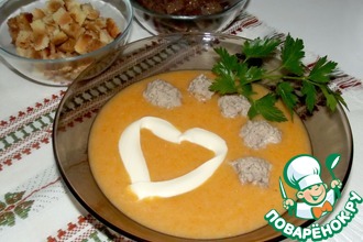 Пряный морковный крем-суп с мясными шариками