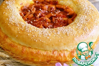 Пирог с сыром и курицей
