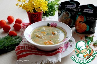 Суп из кролика с зеленой и красной чечевицей