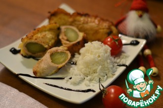 Свиные рулетики с квашеным огурцом