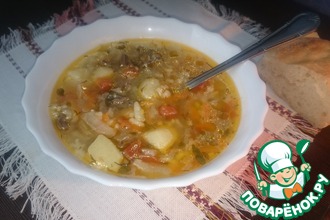 Суп с куриными сердечками