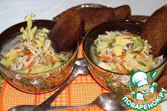 Куриный суп с рисом и кольраби