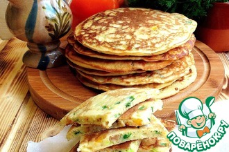 Блины с курицей и зеленью по-деревенски