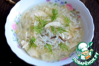 Лимонно-мятный куриный суп с рисом