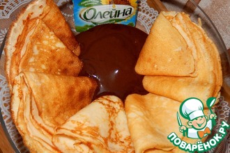 Кефирные блины с шоколадным соусом