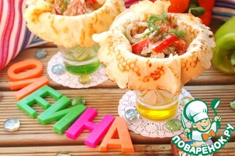 Заварные блинчики с перцем и курицей