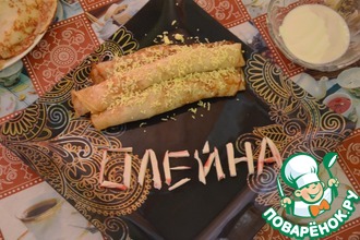 Блины с крабовым мясом и болгарским перцем