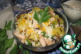 Салат с индейкой, рисом и апельсином